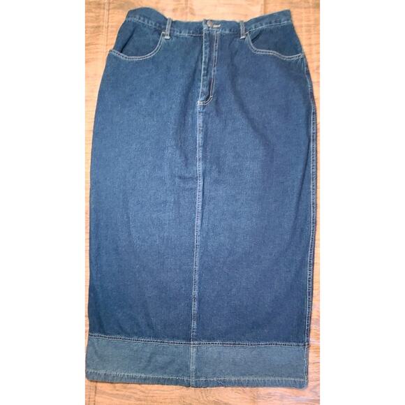 NWT Riveted By LEE Womens Size 14 Denim Skirt Maxi Back Slit High Waist - Picture 1 of 9
